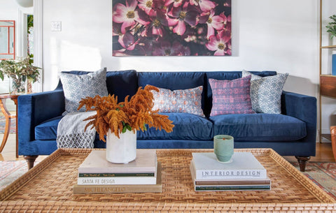 Clad Home Blue Velvet Lindley Sofa 